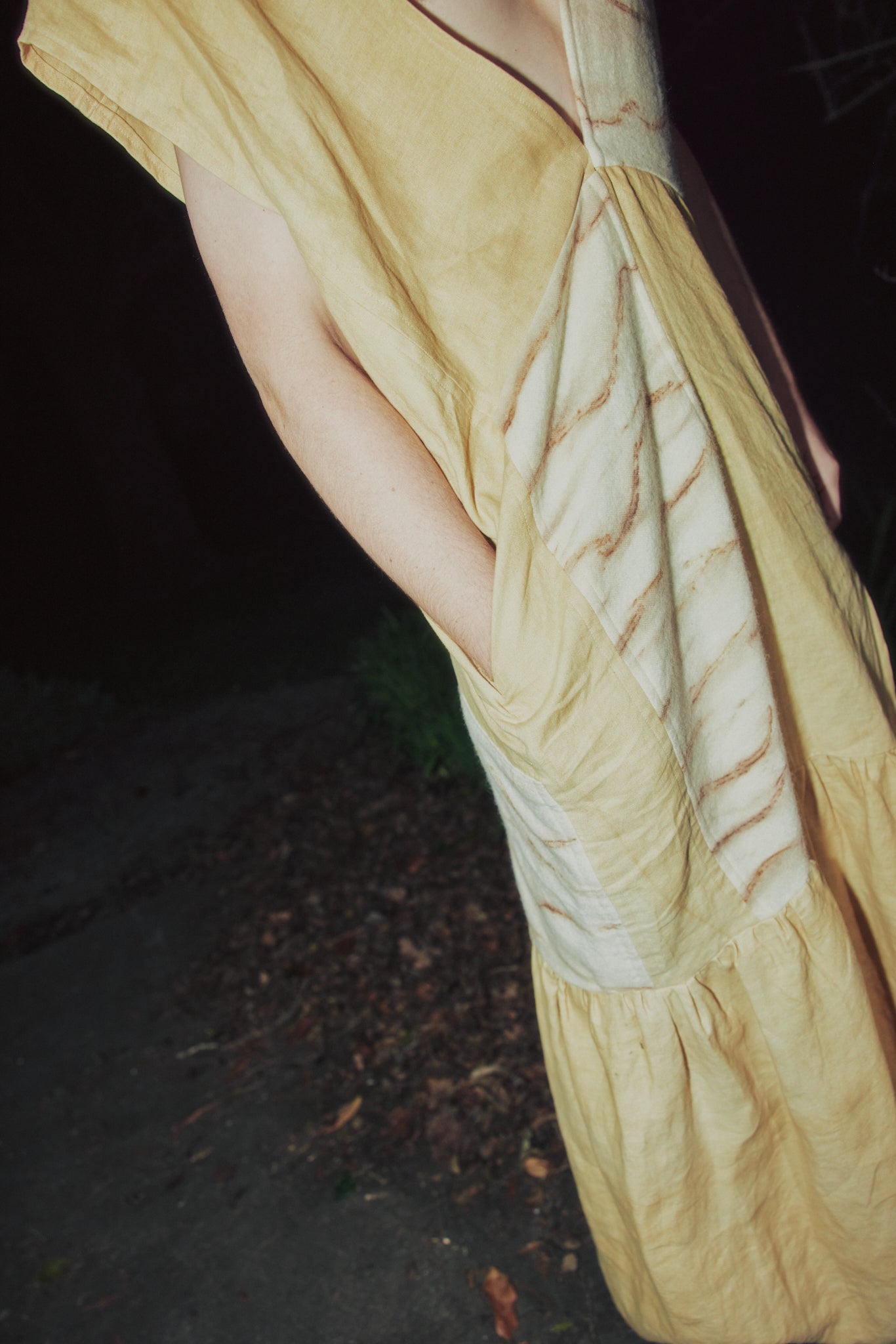 Black berry bush dyed linen and harakeke dyed wool dress